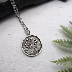 Silver Lily Of The Valley Flower  Pendant Necklace